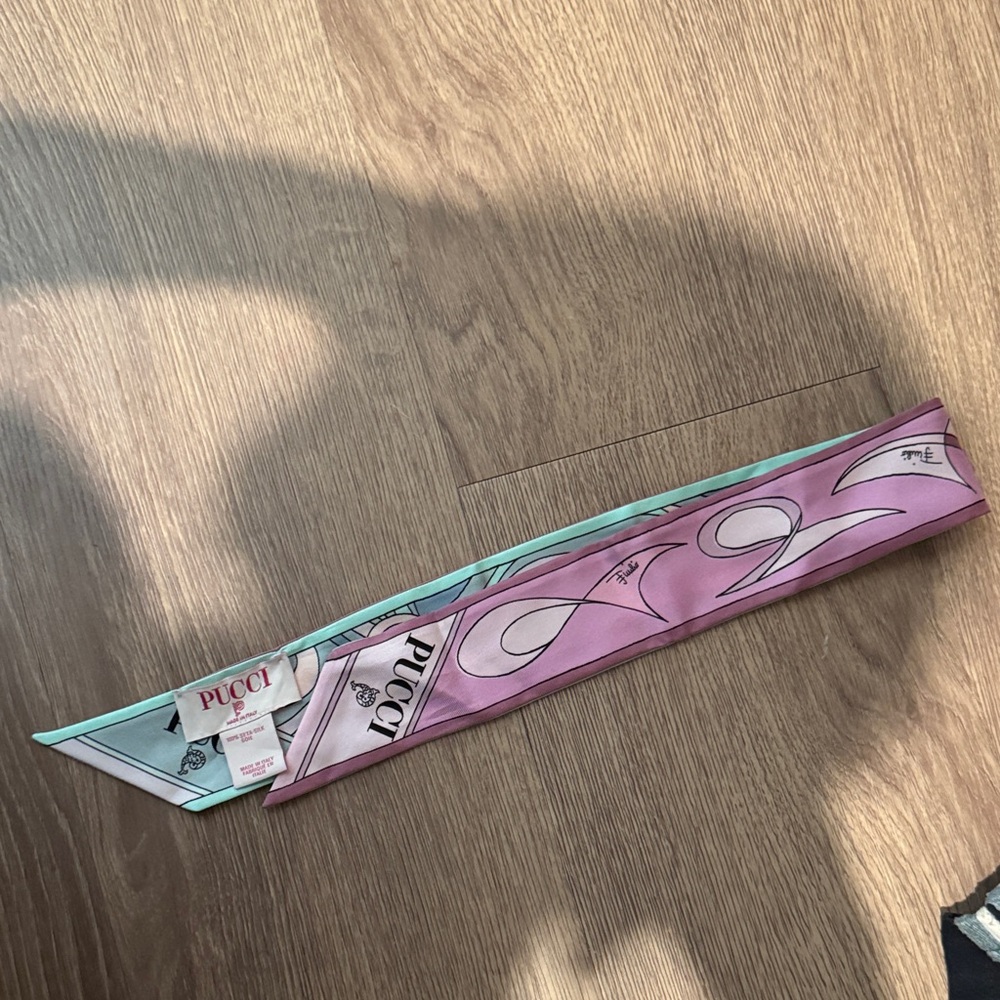 Emilio Pucci Pink and Aqua Silk Headband